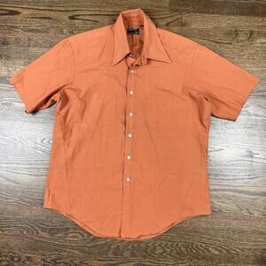Vintage JCPenney Shirt Mens Large Short Sleeve Button Up Double Pocket 70s
